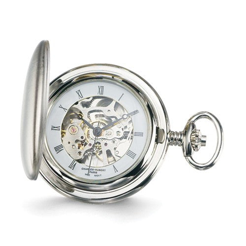 Charles Hubert White Skeleton Dial Pocket Watch - Engravable- Sparkle & Jade-SparkleAndJade.com XWA1911
