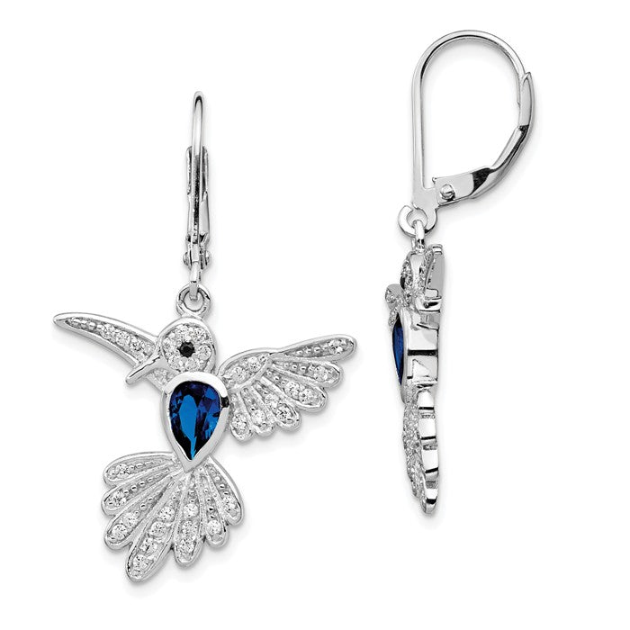 Cheryl M Sterling Silver Blue Hummingbird Leverback Earrings- Sparkle & Jade-SparkleAndJade.com QCM606