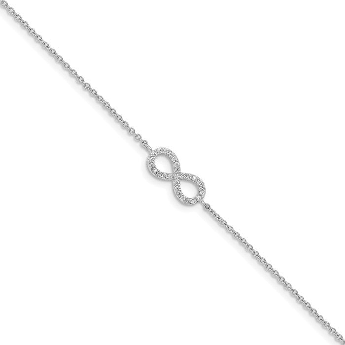 Cheryl M Sterling Silver CZ Infinity Symbol 7" With 1" Ext. Bracelet- Sparkle & Jade-SparkleAndJade.com QCM1084-7