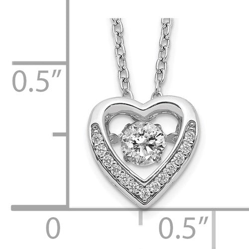 Cheryl M Sterling Silver Constant Motion Vibrant CZ Heart Necklace- Sparkle & Jade-SparkleAndJade.com QCM1430-18