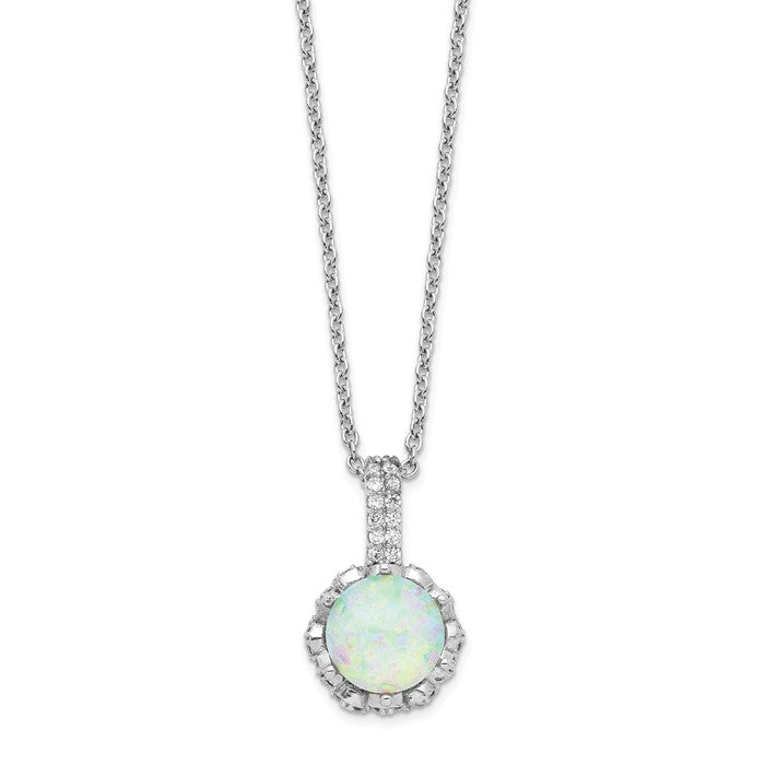 Cheryl M Sterling Silver Cubic Zirconia and White Opal Necklace- Sparkle & Jade-SparkleAndJade.com QCM1391-18.5
