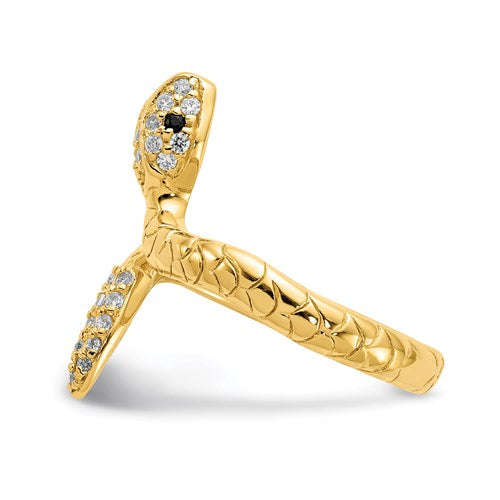 Cheryl M Sterling Silver Gold-Plated CZ Snake Ring- Sparkle & Jade-SparkleAndJade.com 