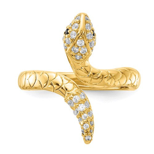 Cheryl M Sterling Silver Gold-Plated CZ Snake Ring- Sparkle & Jade-SparkleAndJade.com 