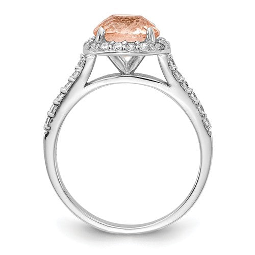 Simulated Morganite Rings Cheryl M Sterling Silver Simulated Morganite Round Halo Ring