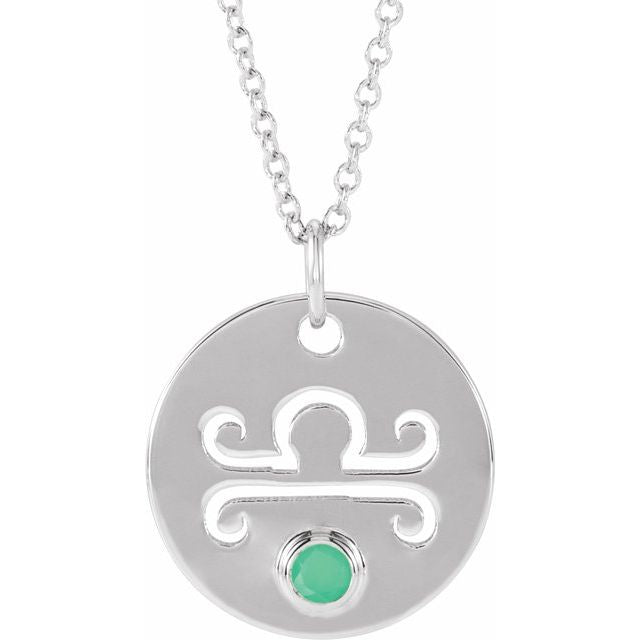 Chrysophrase Libra Zodiac Disc 16-18" Necklace- Sparkle & Jade-SparkleAndJade.com 87408:205:P