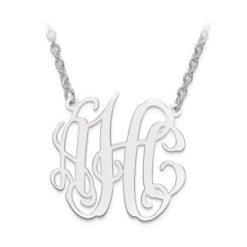 Circular Shaped Monogram Plate Pendant Necklace - Sterling Silver- Sparkle & Jade-SparkleAndJade.com XNA547SS