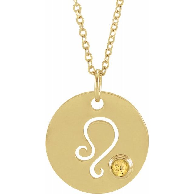 J'ADMIRE Mother of Pearl 14K Yellow Gold Over Sterling Silver Leo Zodiac  Necklace - 16R3KK
