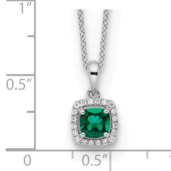 Cushion Cut Gemstone and Diamond Pendant Necklace - Emerald, Ruby or Sapphire- Sparkle & Jade-SparkleAndJade.com 