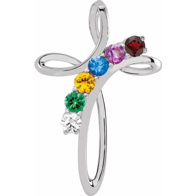 Cross Family Birthstone Pendant or Necklace- Sparkle & Jade-SparkleAndJade.com 86251