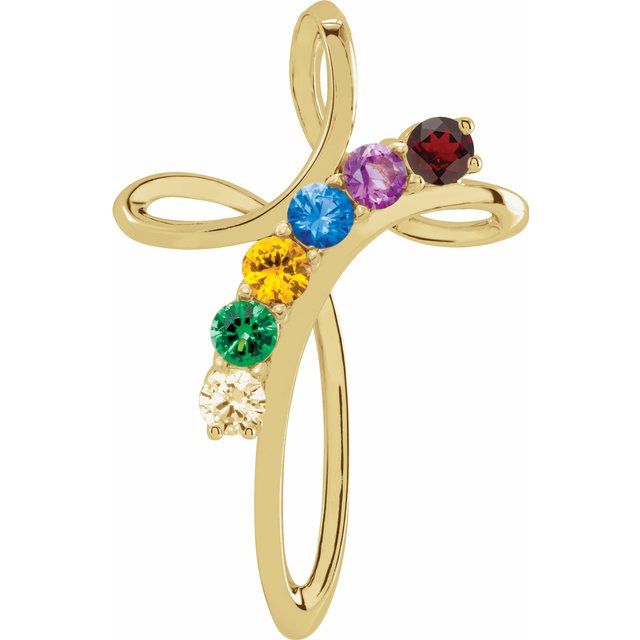 Cross Family Birthstone Pendant or Necklace- Sparkle & Jade-SparkleAndJade.com 86251