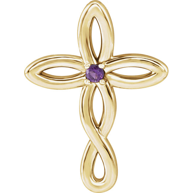 Personalized Family Cross Birthstone Pendant Necklace