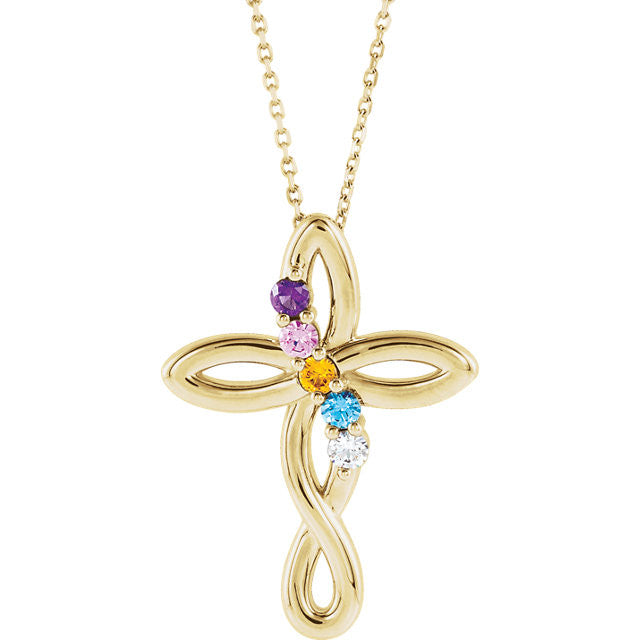 Cross Family Birthstone Pendant or Necklace- Sparkle & Jade-SparkleAndJade.com 