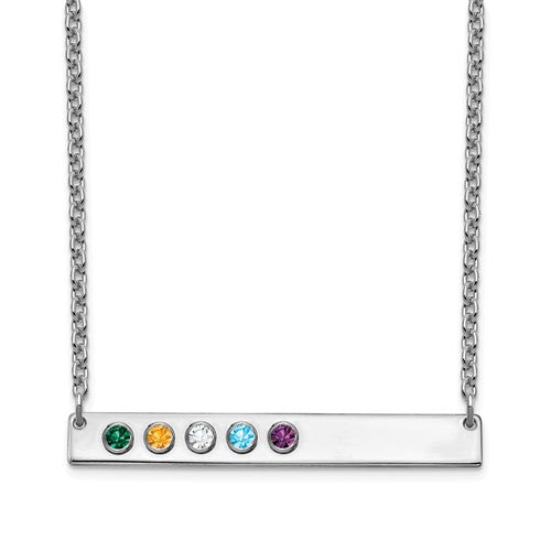 Crystal Birthstone 1 to 5 Bar Necklace- Sparkle & Jade-SparkleAndJade.com XNA1085/5SS