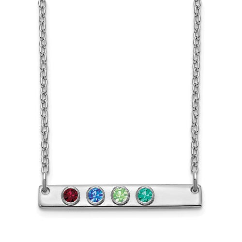 Crystal Birthstone 1 to 5 Bar Necklace- Sparkle & Jade-SparkleAndJade.com XNA1086/4SS