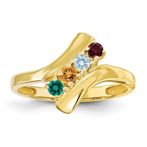 Curved Bypass Mother's Family Birthstone Ring- Sparkle & Jade-SparkleAndJade.com 