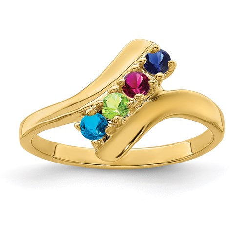 Curved Bypass Mother's Family Birthstone Ring- Sparkle & Jade-SparkleAndJade.com XMR13/4WSY