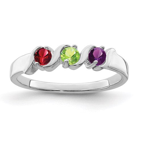 Personalized Curved Mother's Family Birthstone Ring