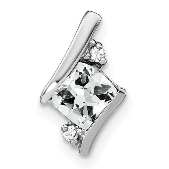 Cushion Cut Gemstone & Diamond Pendants- Sparkle & Jade-SparkleAndJade.com PM7398-WT-002-SSA