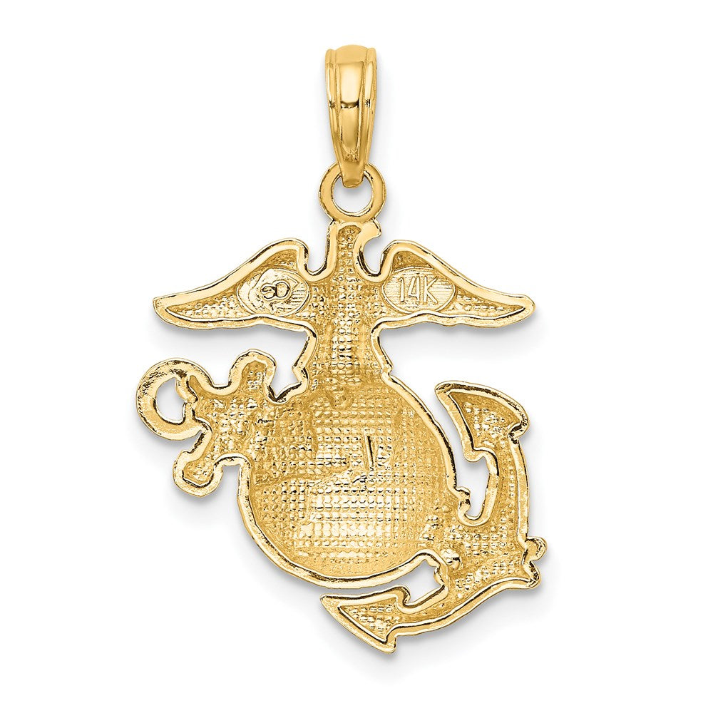 14k Yellow Gold Polished / Textured U.S. Army Marine Corps Charm Pendant for Necklace- Sparkle & Jade-SparkleAndJade.com 