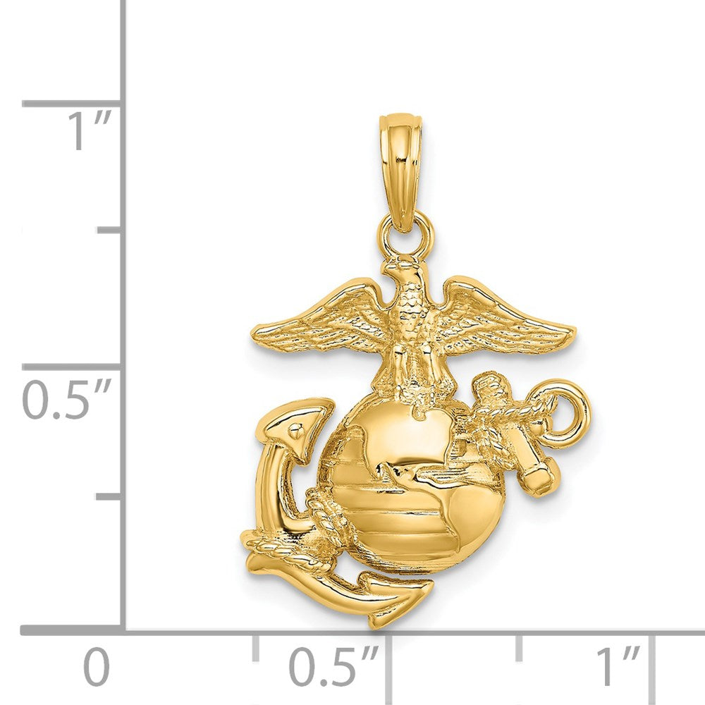 14k Yellow Gold Polished / Textured U.S. Army Marine Corps Charm Pendant for Necklace- Sparkle & Jade-SparkleAndJade.com 