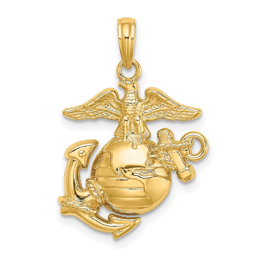 14k Yellow Gold Polished / Textured U.S. Army Marine Corps Charm Pendant for Necklace- Sparkle & Jade-SparkleAndJade.com 