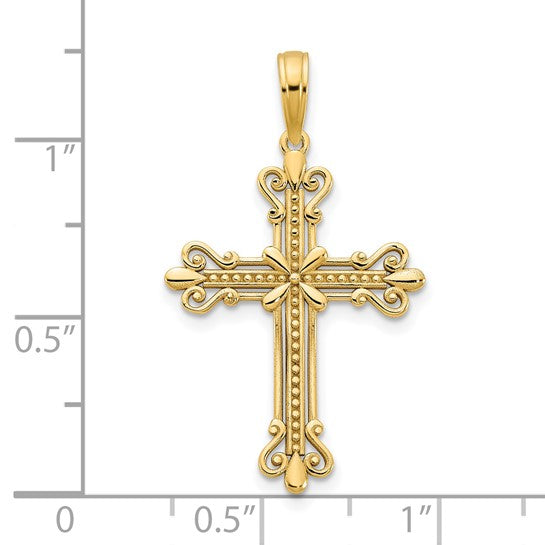 14k Fancy Cross Pendant- Sparkle & Jade-SparkleAndJade.com D5033