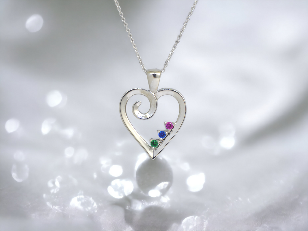 Mother's Family Birthstone Heart Pendant or Necklace- Sparkle & Jade-SparkleAndJade.com 