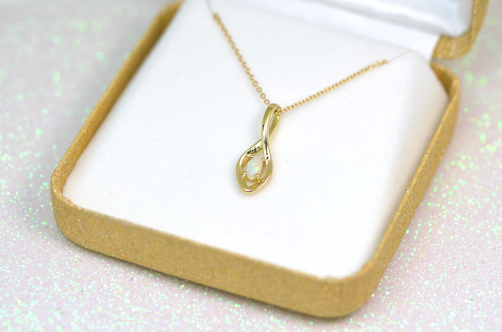 Freeform Infinity Inspired Genuine Opal Pendant or Necklace- Sparkle & Jade-SparkleAndJade.com 