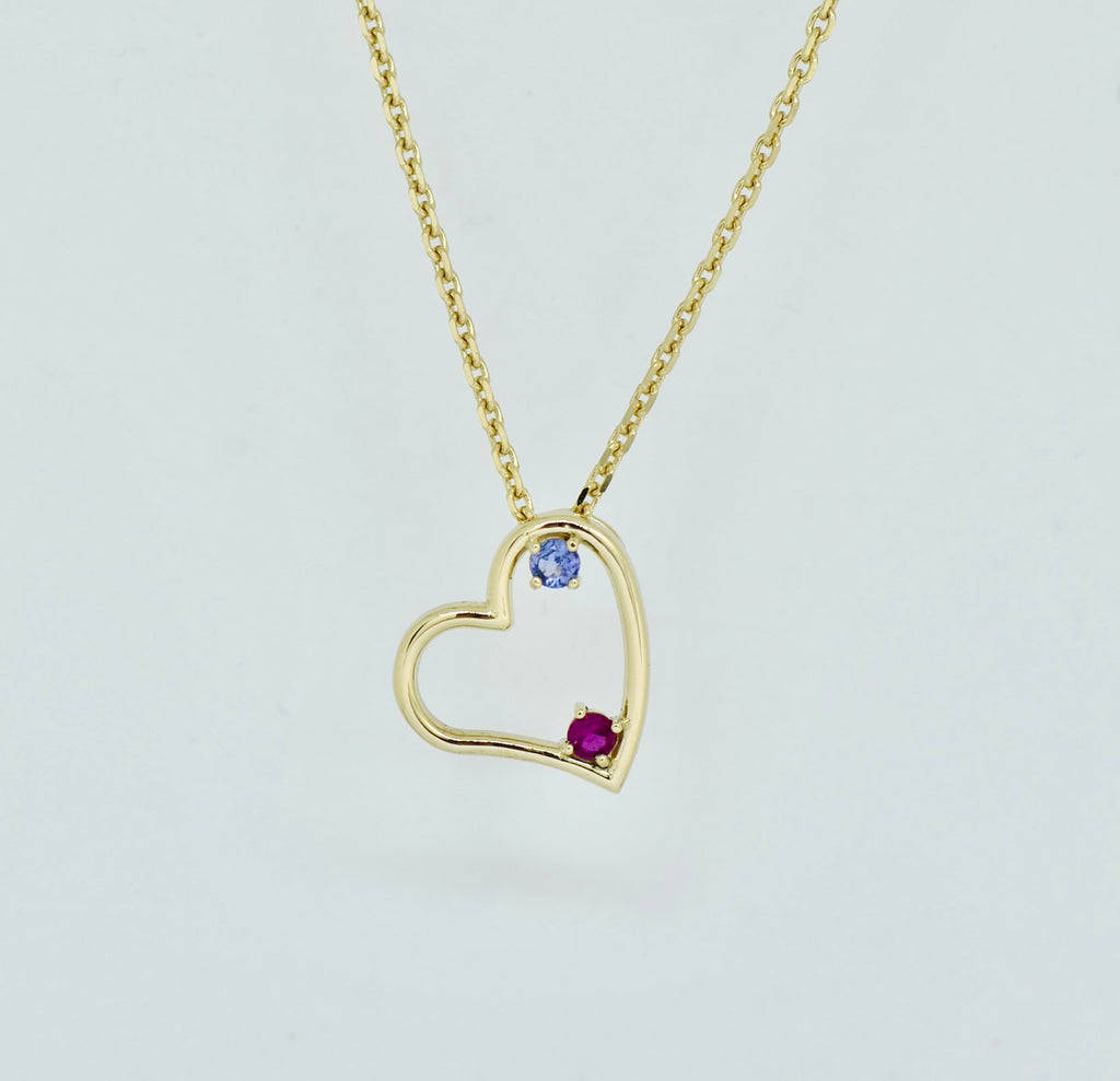 Mother's Family Birthstone Heart Slide Pendant or Necklace- Sparkle & Jade-SparkleAndJade.com 