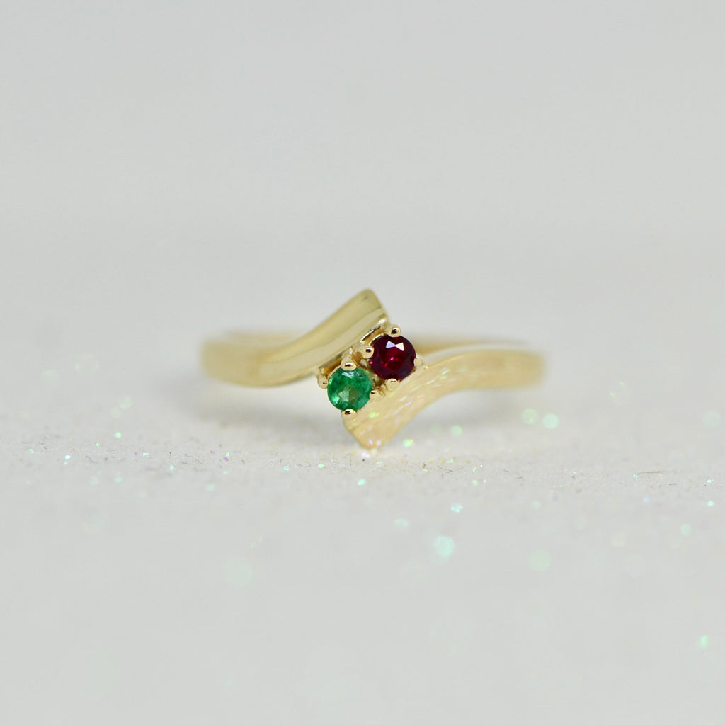 Curved Bypass Mother's Family Birthstone Ring- Sparkle & Jade-SparkleAndJade.com 