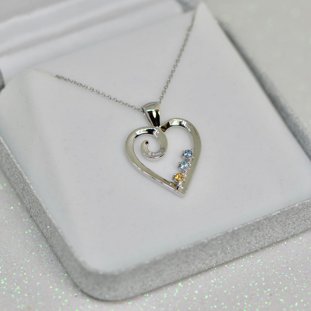 Mother's Family Birthstone Heart Pendant or Necklace- Sparkle & Jade-SparkleAndJade.com 