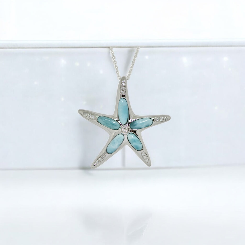 Larimar Stardust Sea Star Fish Pendant- Sparkle & Jade-SparkleAndJade.com 576-81-01