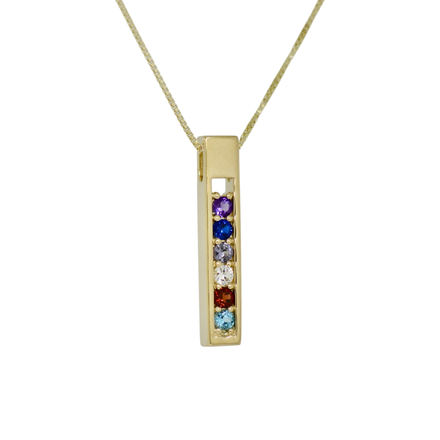 Open Vertical Bar Mother's Family Birthstone Pendant or Necklace- Sparkle & Jade-SparkleAndJade.com 