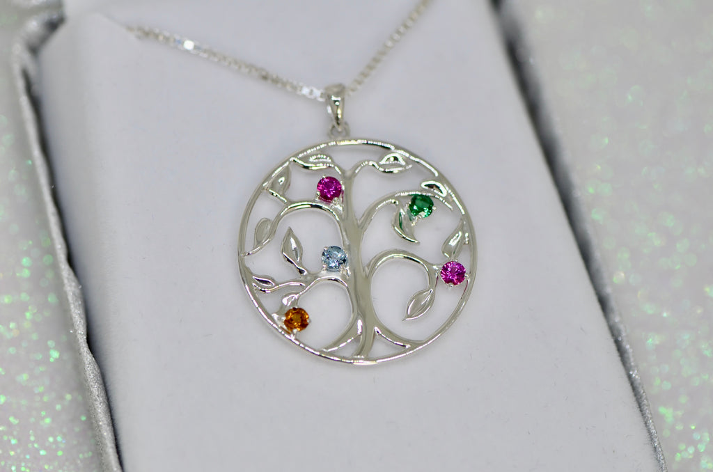 Family Tree Birthstone Pendant or Necklace- Sparkle & Jade-SparkleAndJade.com 