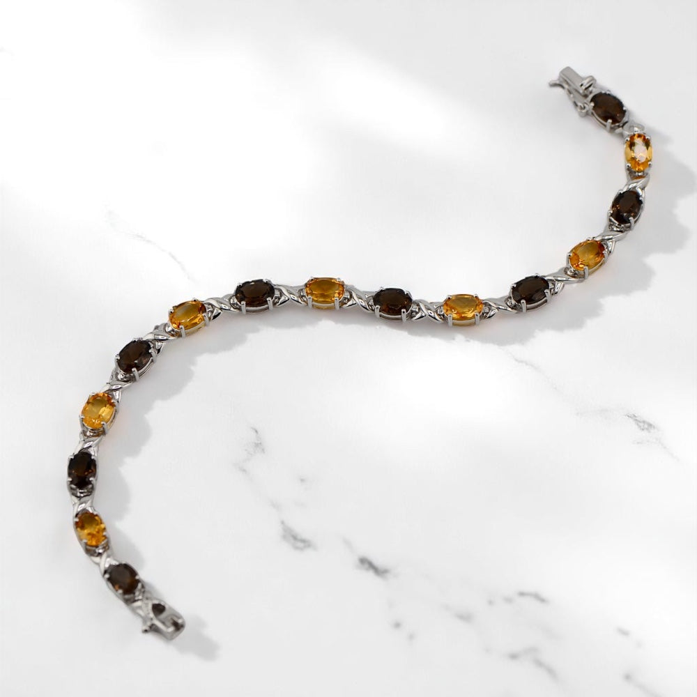 Montre Femme Argent Sterling 925 Avec Citrine - Reconditionnée, Quartz, Bracelet Argent