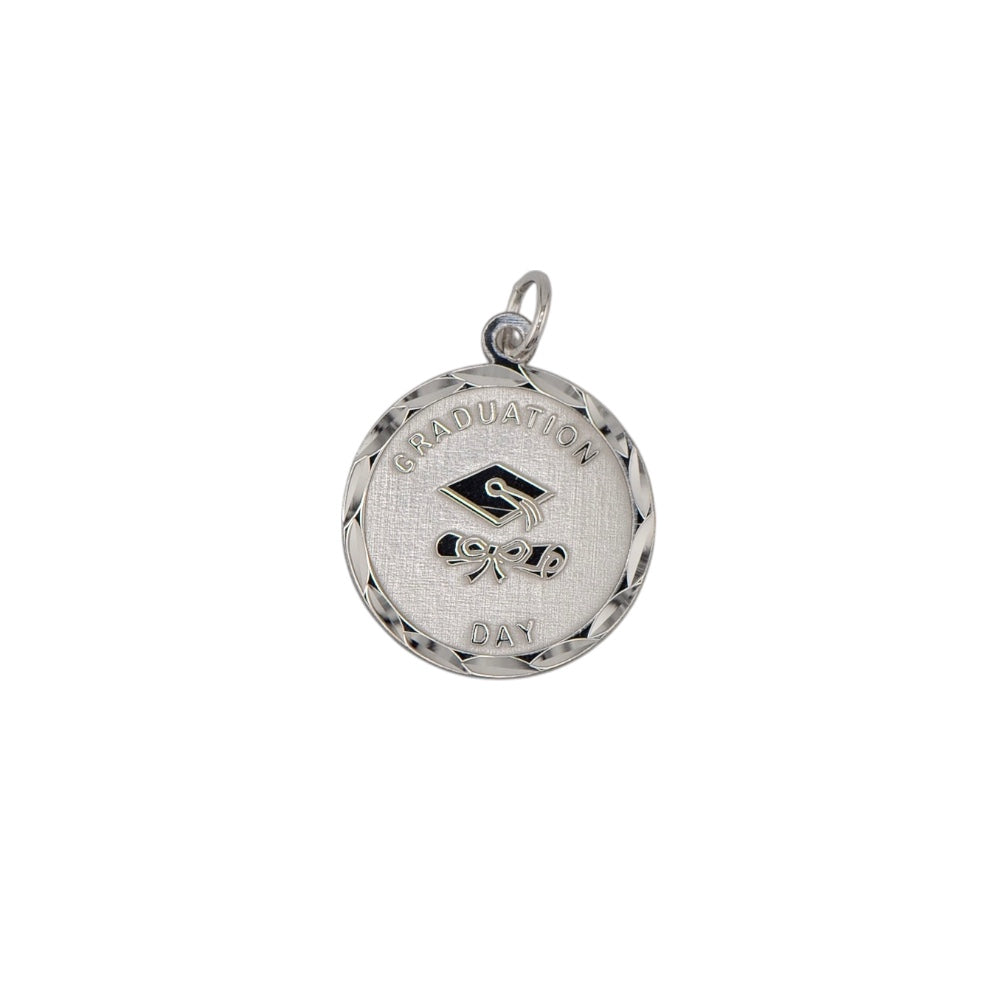 Sterling Silver Graduation Day Charm 20mm - Engravable- Sparkle & Jade-SparkleAndJade.com 