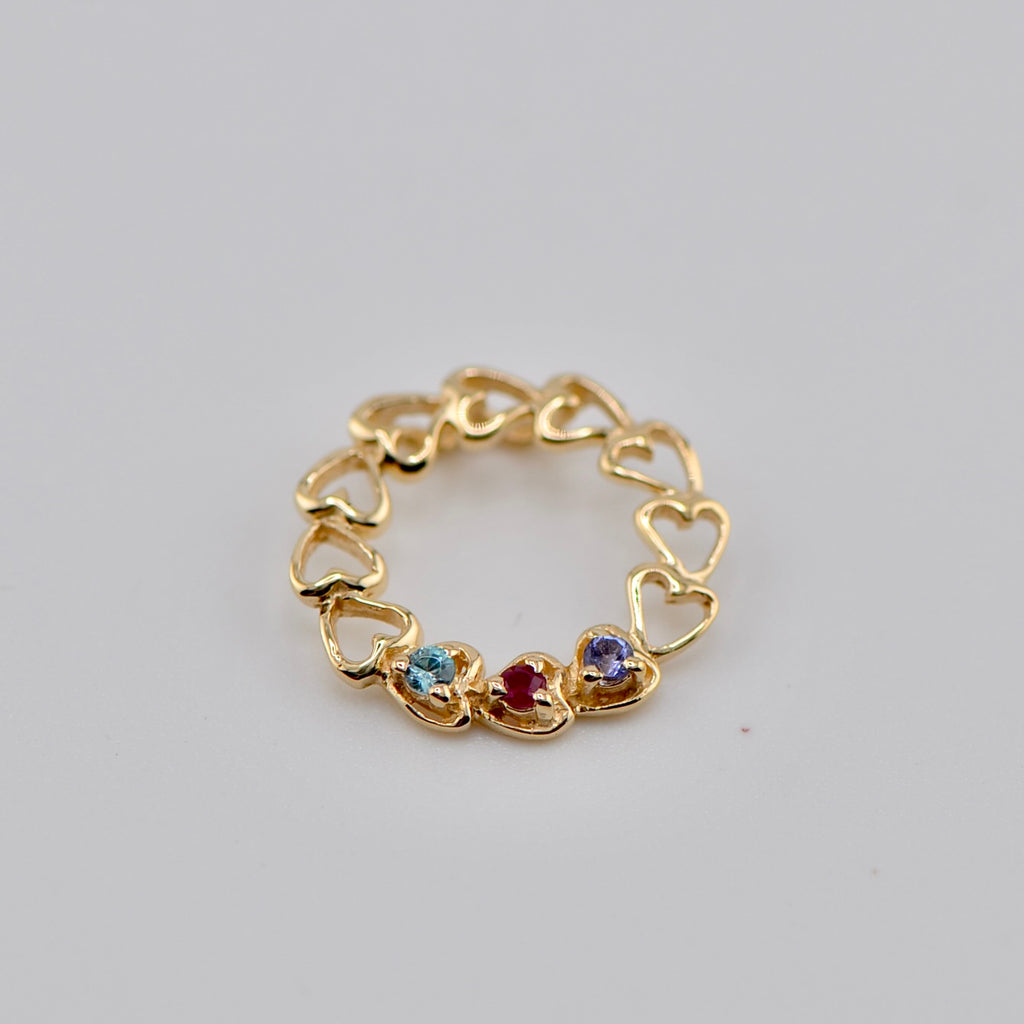 14k Gold Mother's Family Circle of Hearts Slide Pendant- Sparkle & Jade-SparkleAndJade.com 