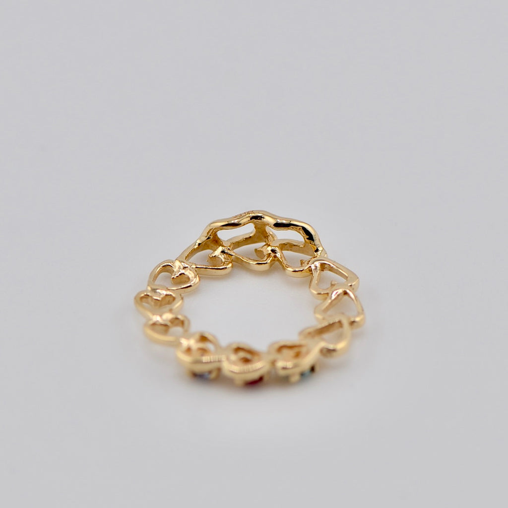 14k Gold Mother's Family Circle of Hearts Slide Pendant- Sparkle & Jade-SparkleAndJade.com 