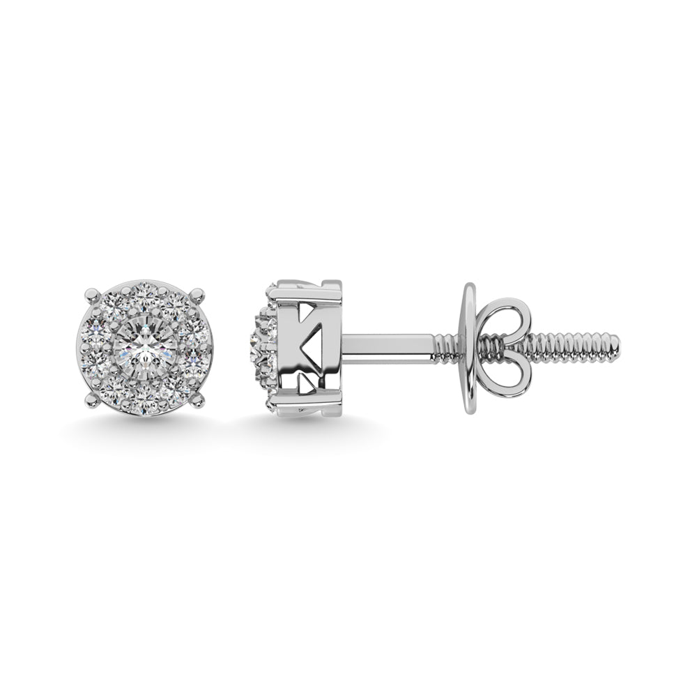 Diamond 1/20 ct tw Halo Earrings in Sterling Silver- Sparkle & Jade-SparkleAndJade.com 63403W-E