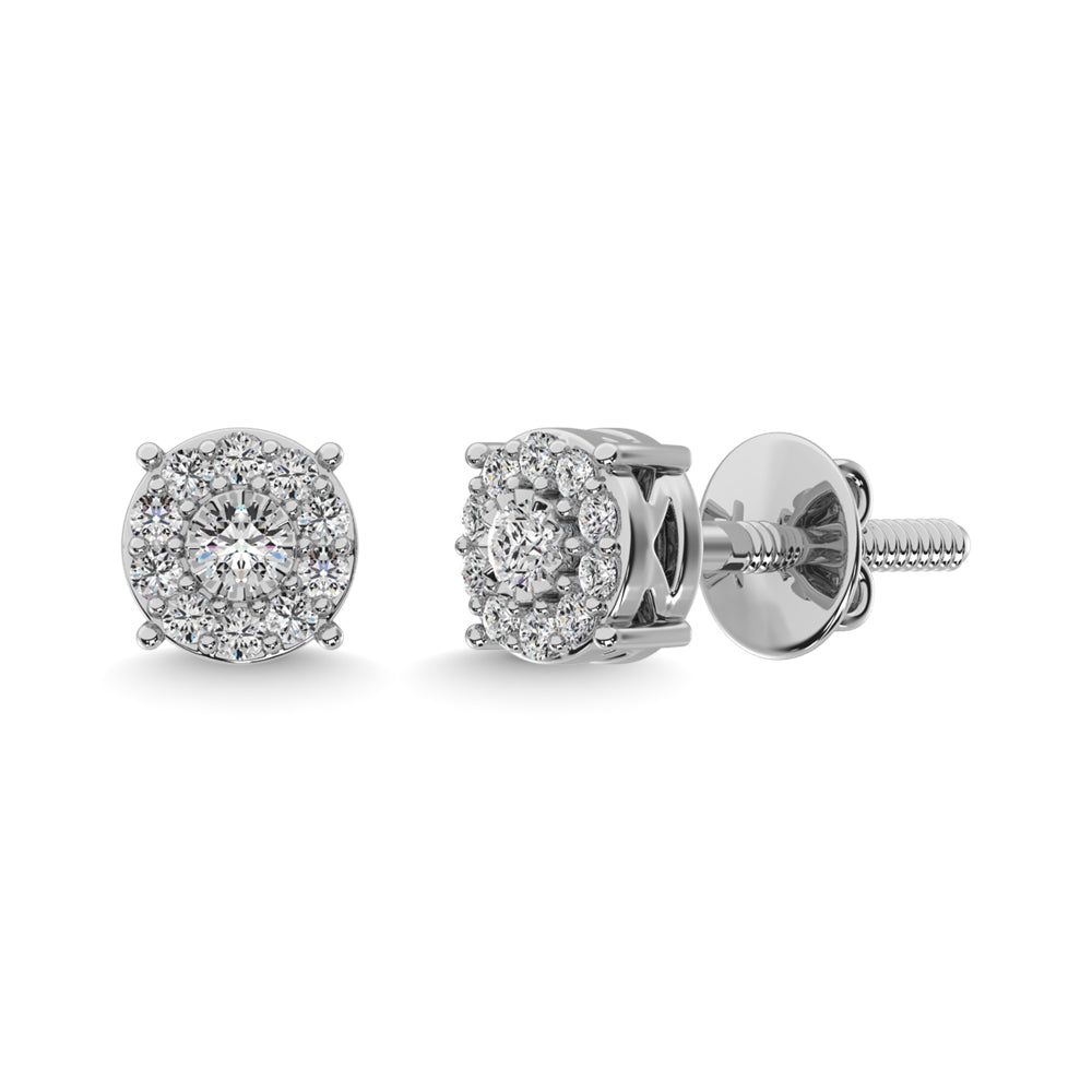 Sterling Silver Diamond 1/20 CTW Halo Earrings- Sparkle & Jade-SparkleAndJade.com 63403W-E