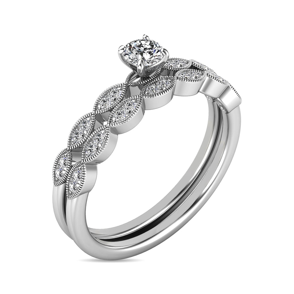Diamond 1/3 ct tw Bridal Ring Set in 10K White Gold- Sparkle & Jade-SparkleAndJade.com 63314W