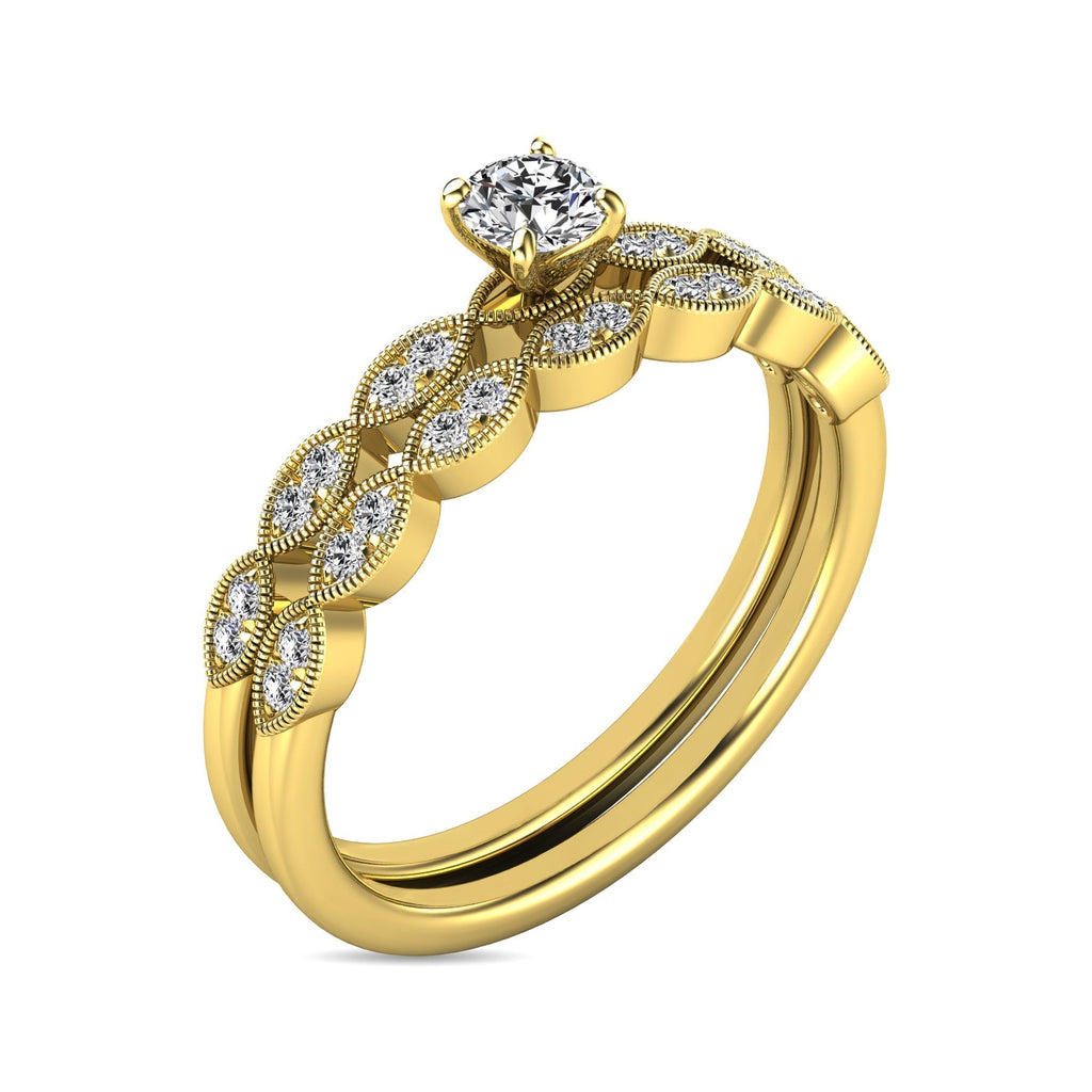 Diamond 1/3 ct tw Bridal Ring Set in 10K Yellow Gold- Sparkle & Jade-SparkleAndJade.com 63314Y