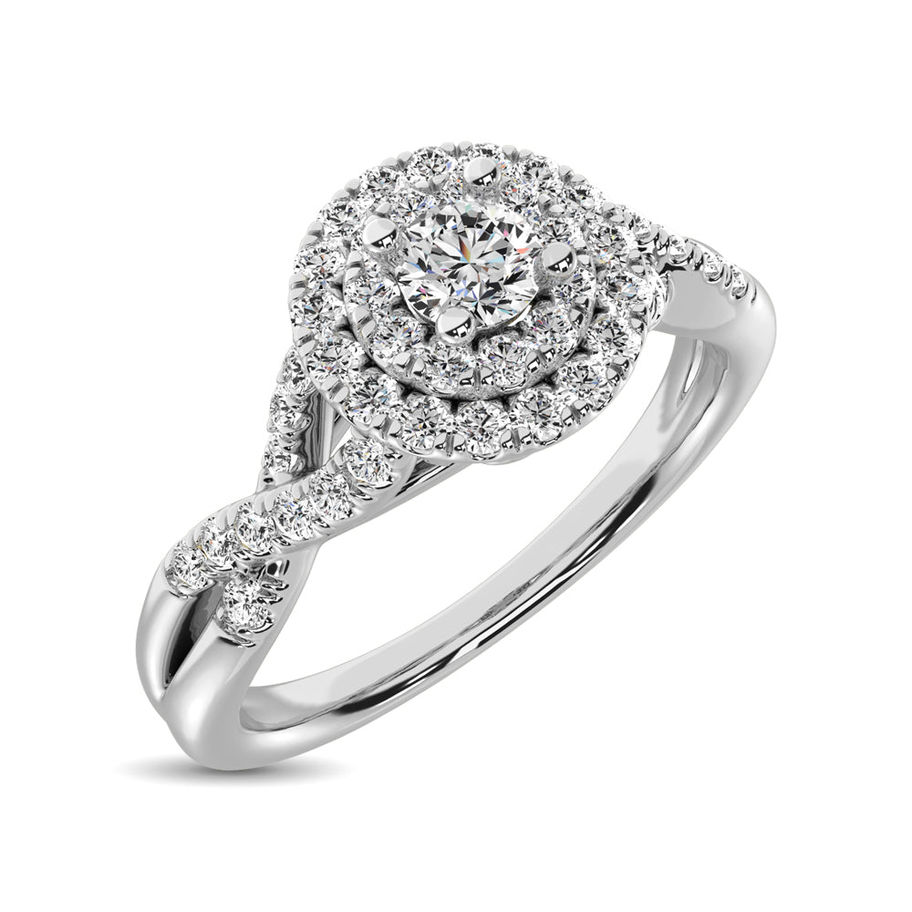 10K White Gold Multi-Stone Diamond 1/3 ct tw Engagement Ring- Sparkle & Jade-SparkleAndJade.com 60325W-E-A1