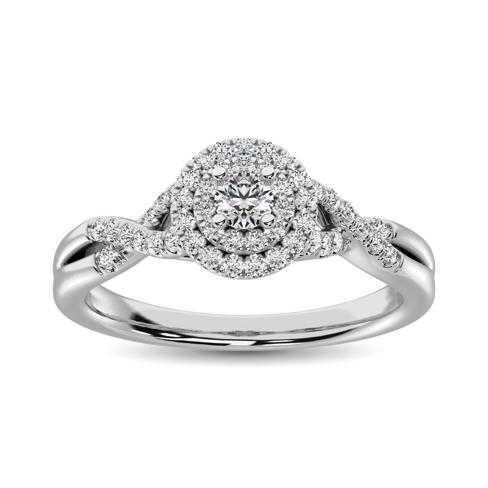 10K White Gold Multi-Stone Diamond 1/3 ct tw Engagement Ring- Sparkle & Jade-SparkleAndJade.com 60325W-E-A1