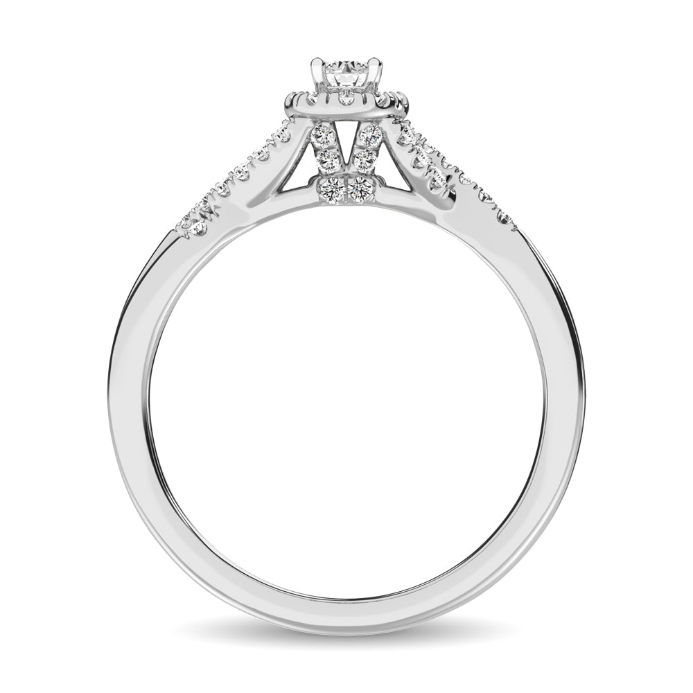 Diamond 1/4 ct tw Round Cut Engagement Ring in 10K White Gold- Sparkle & Jade-SparkleAndJade.com 60321W-E-A1