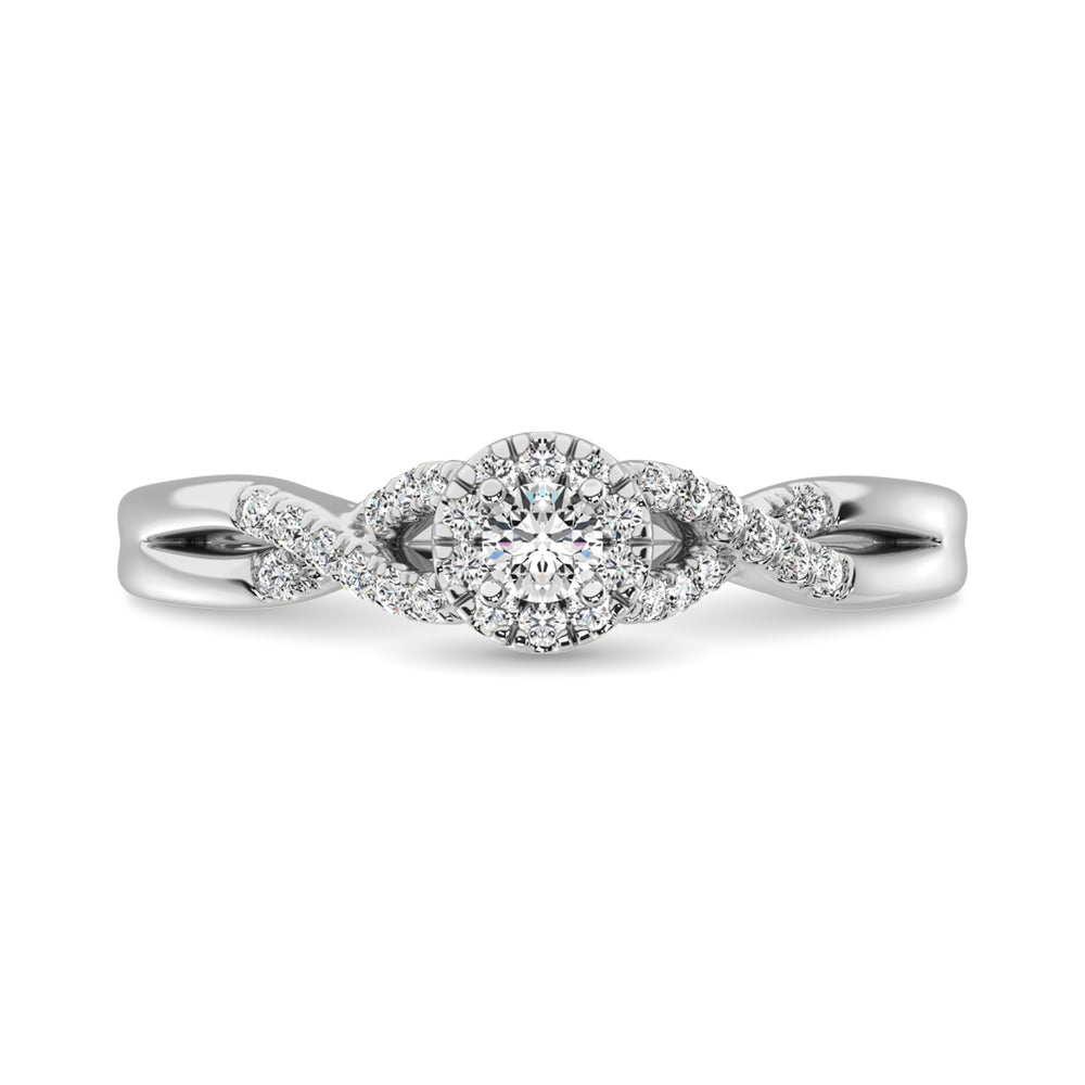 Diamond 1/4 ct tw Round Cut Engagement Ring in 10K White Gold- Sparkle & Jade-SparkleAndJade.com 60321W-E-A1