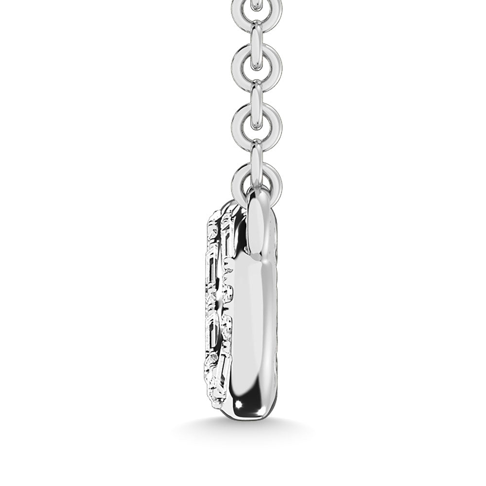 10K White Gold Diamond 1/6 CTW Round and Baguette Cut Infinity 17" Necklace- Sparkle & Jade-SparkleAndJade.com 61035W