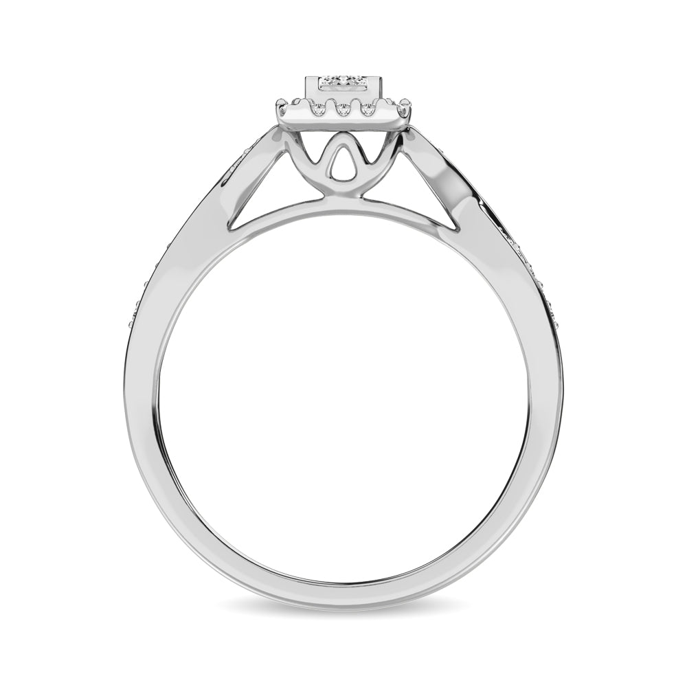 10K White Gold Diamond 1/8 CTW Halo Square Promise Ring- Sparkle & Jade-SparkleAndJade.com 61056W