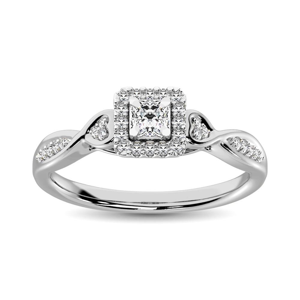 10K White Gold Diamond 1/8 CTW Halo Square Promise Ring- Sparkle & Jade-SparkleAndJade.com 61056W