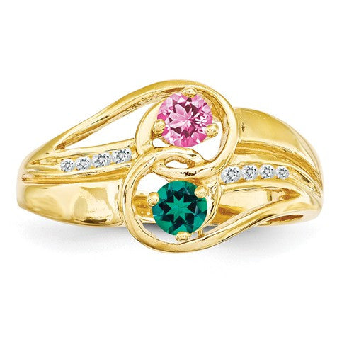 Diamond Accented 2-Stone Couple or Mother's Ring- Sparkle & Jade-SparkleAndJade.com 